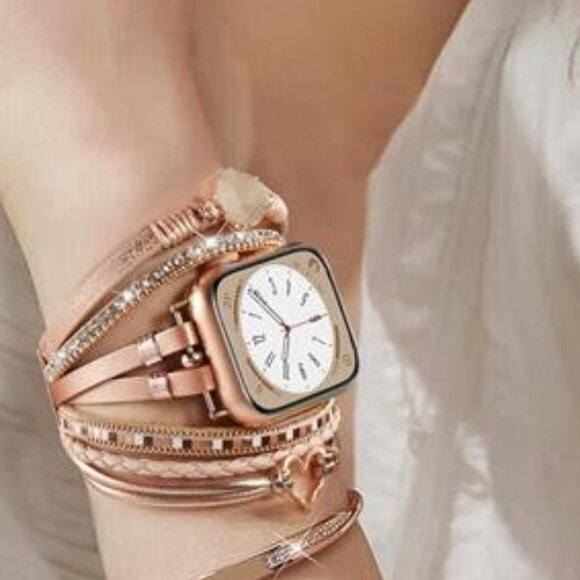 NEW Rose Gold Boho Layered Apple Watch Band - Picture 3 of 4